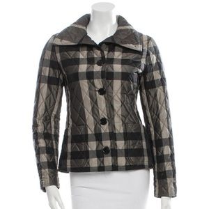Black and grey Burberry beat check quilted jacket